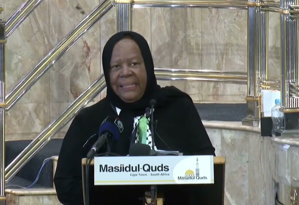 مرتدية الحجاب.. وزيرة خارجية جنوب أفريقيا تدعو لنصرة المظلومين